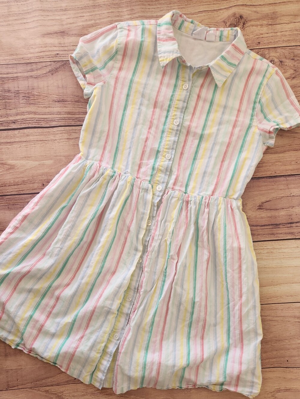Gap Kids Pastal Striped Button Down Dress Size 14/16